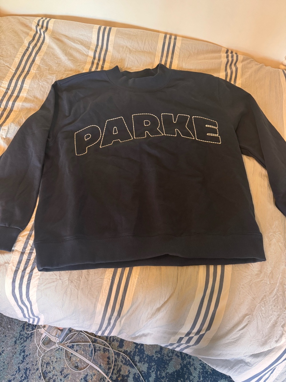Parker Black Crewneck Sweatshirt with Contrasting Stitch Logo